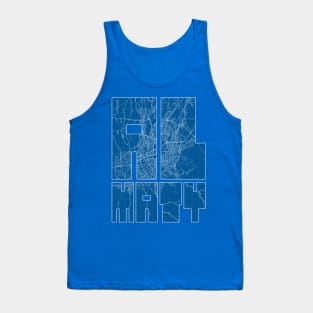 Almaty, Kazakhstan Map Typography - Blueprint Tank Top